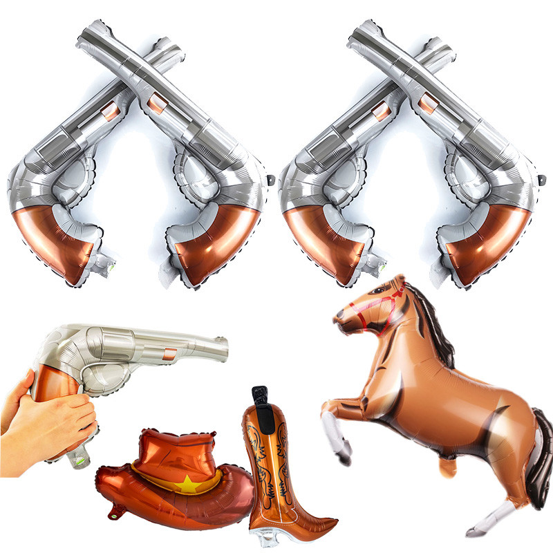 

Cowboy Party Decor Balloons Cowboy Gun Balloons Cowgirl Hat Horse Foil Balloons Birthday Cowboy Rodeo Party Decor Supplies