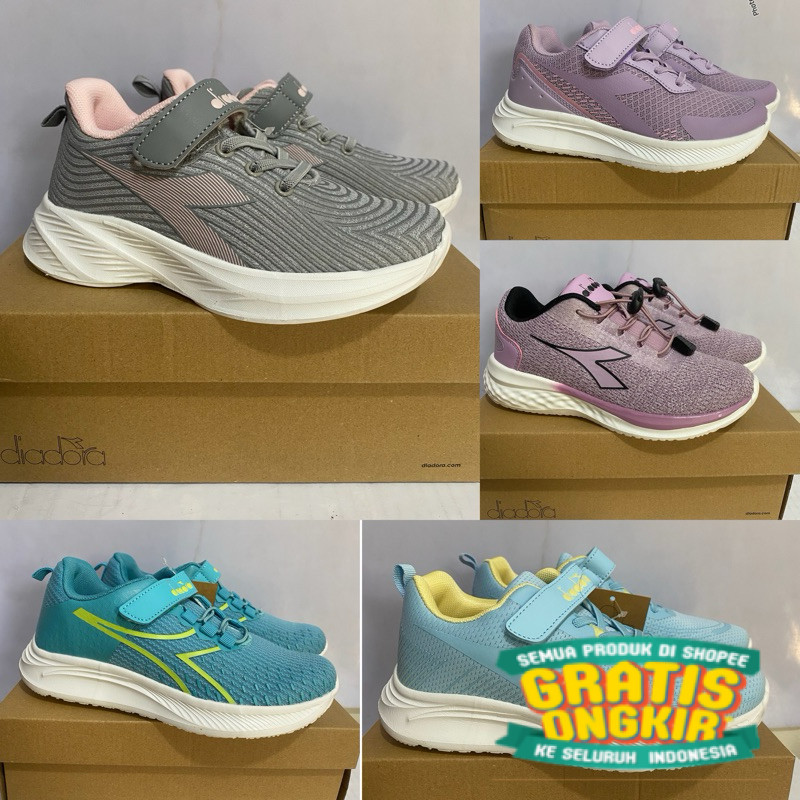 Sepatu Diadoraa Original Kids Jr Girl Anak Perempuan/ marun maroon merah bata maron