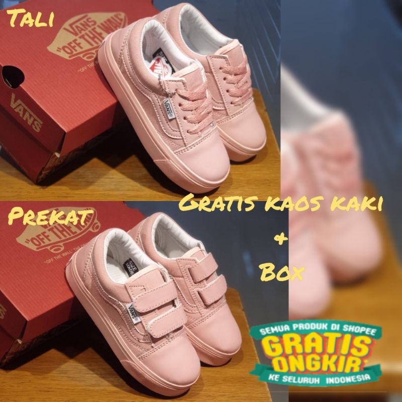 big sale sepatu anak perempuan Vans full peach ping sepatu anak cewe premium import quality/ marun m