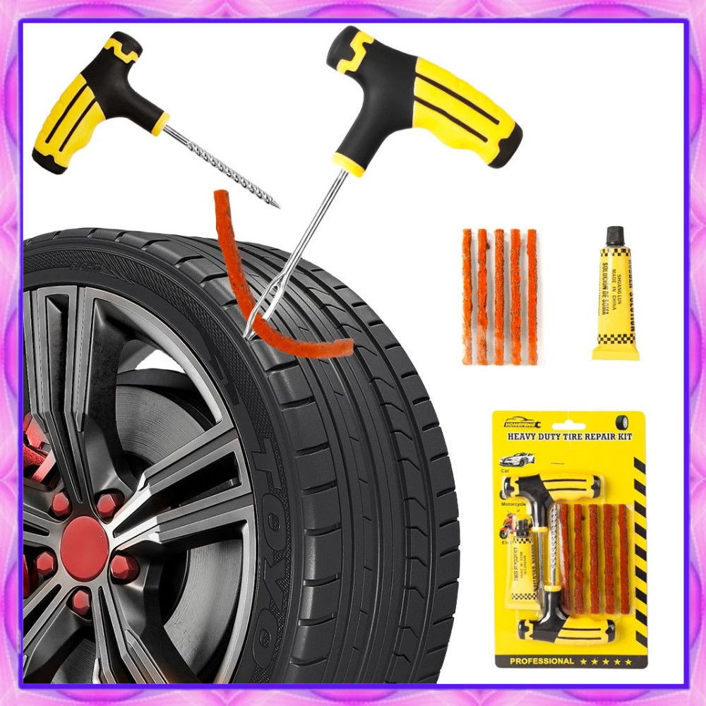 Alat Tambal Ban Tubeless BESI Kit Set Tusukan ban Peralatan Tambal Ban Mobil Sepeda Motor Tubeless T