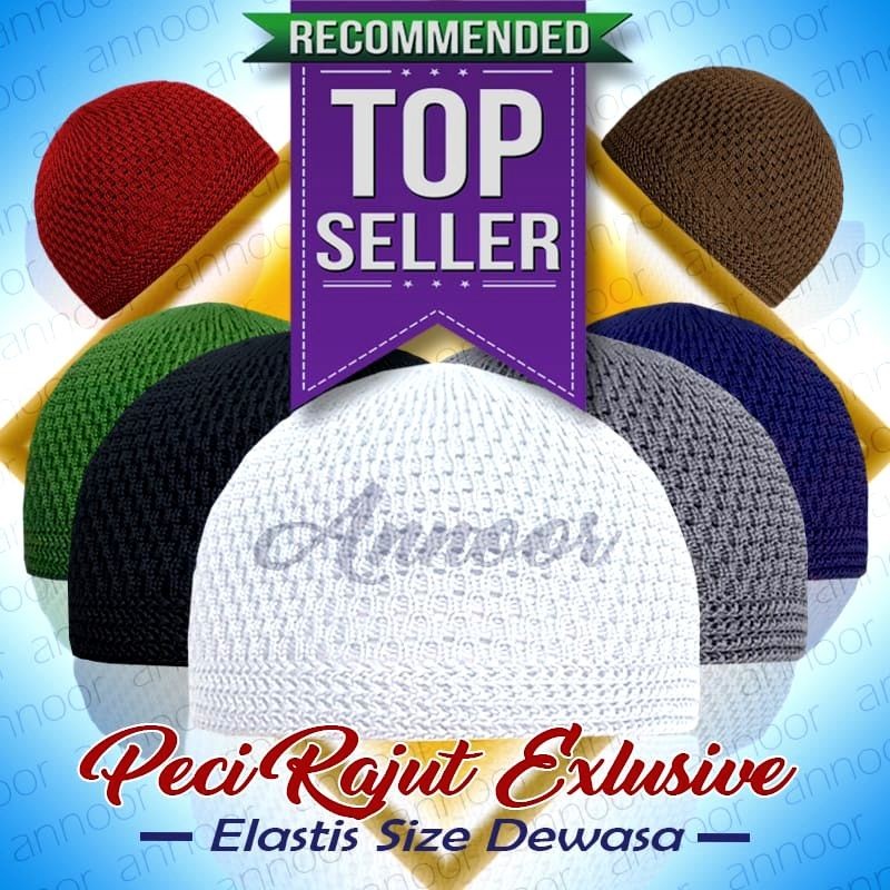 PECI RAJUT NANAS POLOS / Peci Rajut Dewasa / Peci Putih / Kopiah Rajut / Peci Rajut Tebal Elastis