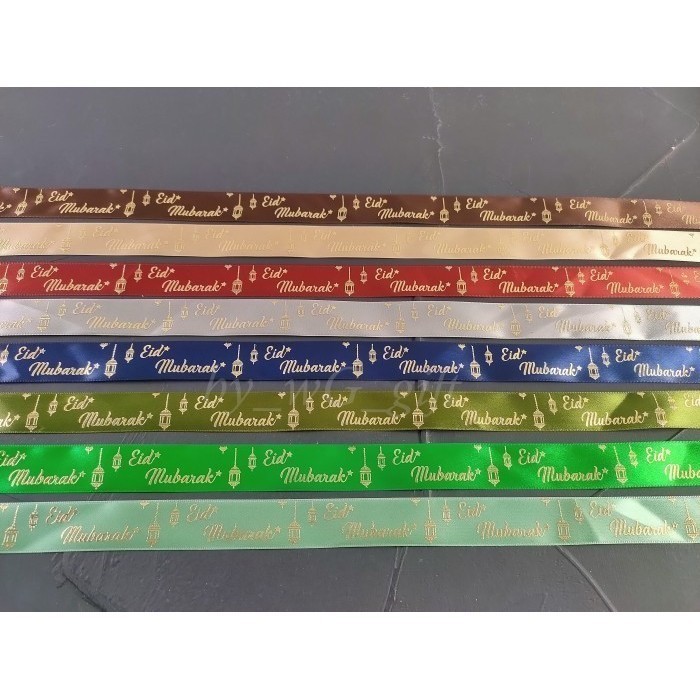 

Pita Idul Fitri -Satin Emboss Emas ; Mix Colour - Lebar 3.8 cm