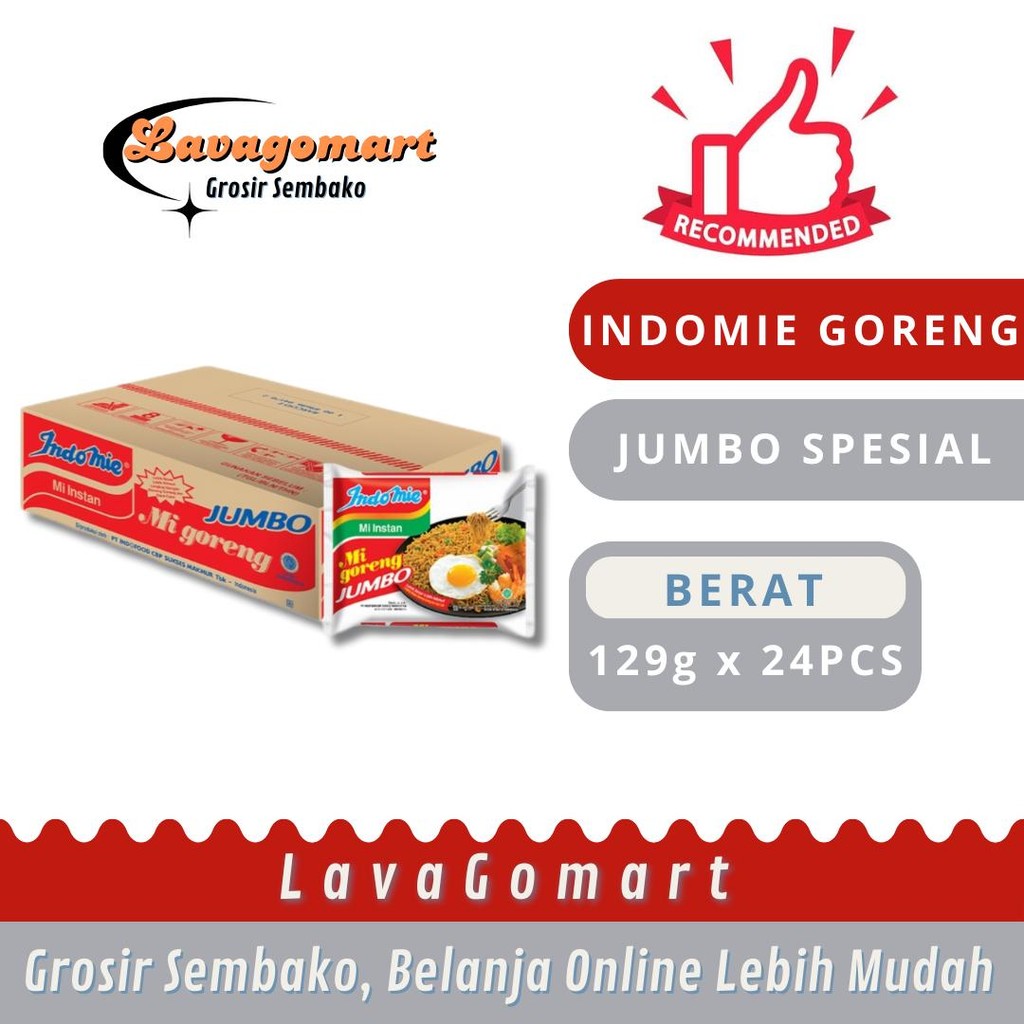 

INDOMIE GORENG JUMBO 129g - 1 DUS - LAVAGOMART- BANDUNG