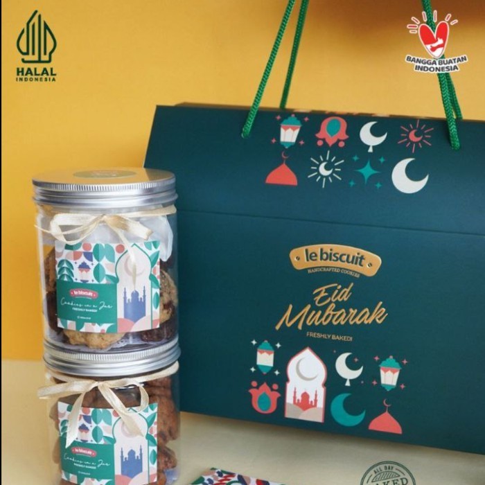 

le biscuit Parcel Hampers Lebaran Idul Fitri -2 Jar Soft Baked Cookies