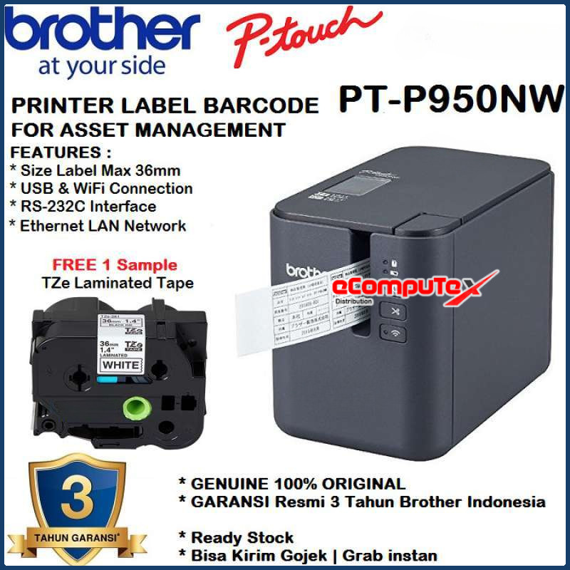 

PRINTER LABEL BROTHER PT-P950NW PTOUCH PTP950 BARCODE P950 NW [WIFI] ORIGINAL GARANSI RESMI