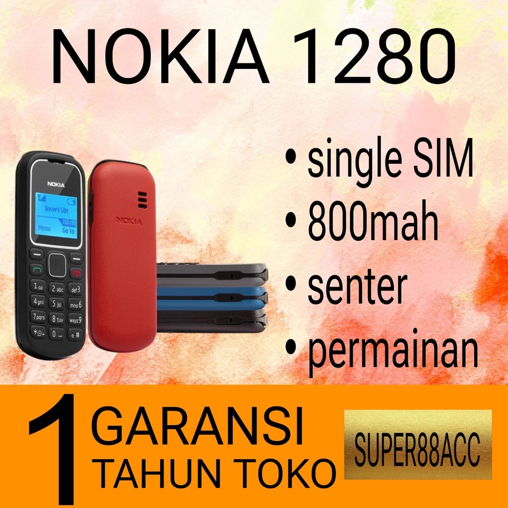 HP NOKIA 1280 (BARU) [GARANSI 1 TAHUN] Senter | HP Jadul Single SIM | Senter TERMURAH BAGUS NEW