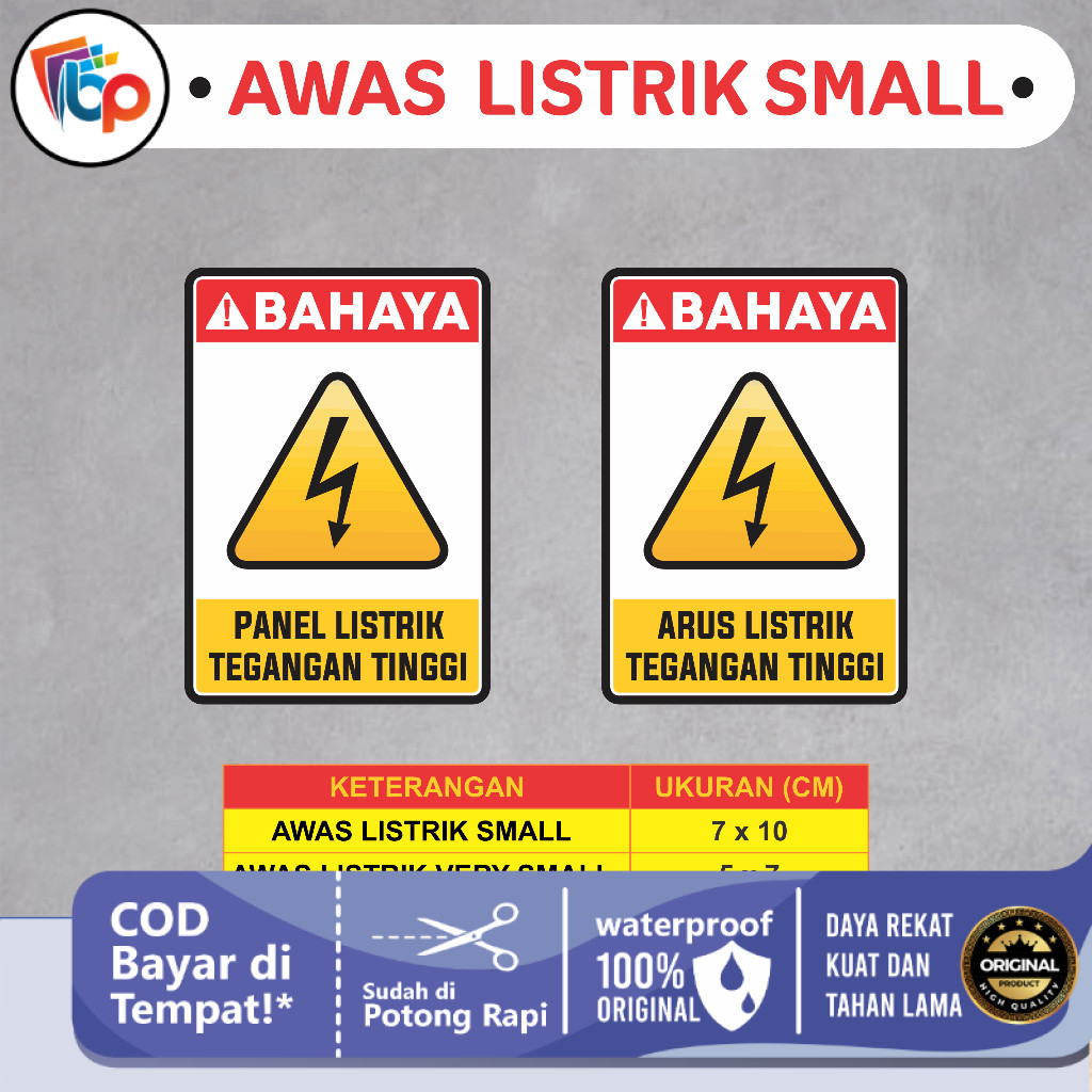 

Stiker Bahaya Panel | Arus Listrik Tegangan Tinggi Small Laminasi Glossy