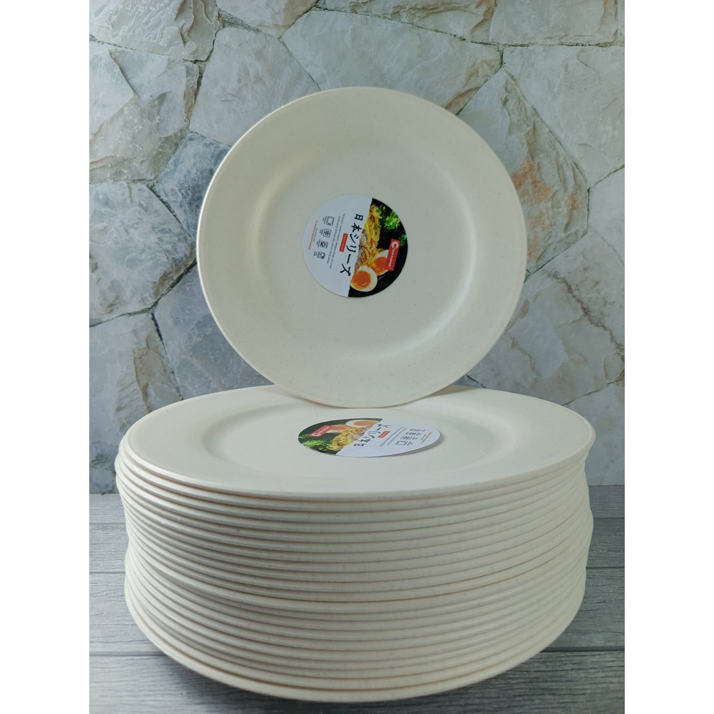 Promo 12 Pcs Piring Plastik -Piring Makan - Piring Ceper Putih - Piring Lusinan - Piring Clio 3210