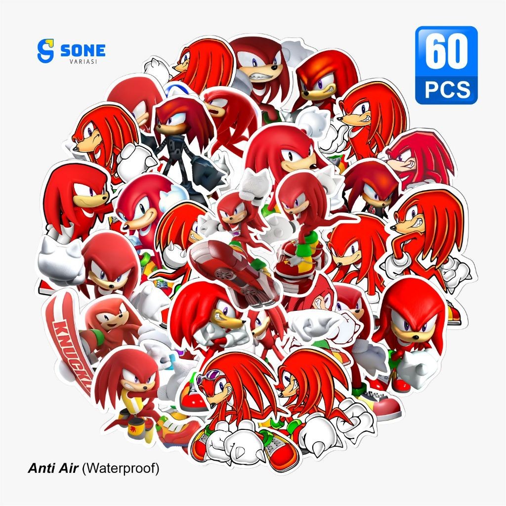 

Sticker Knuckles the Echidna Aesthetic Paper Vinyl Waterproof Stiker Laptop Buku Journal Koper