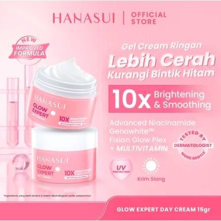 HANASUI GLOW EXPERT DAY N NIGHT CREAM 15GR  CREAM SIANG MALAM HANASUI GLOW EXPERT