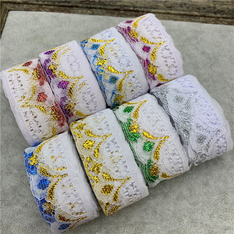 

5yards/Lot 30mm Glitter Lace Ribbon Embroidered Net Lace Trim Fabric Garment Ribbon Headband Wedding Decoration