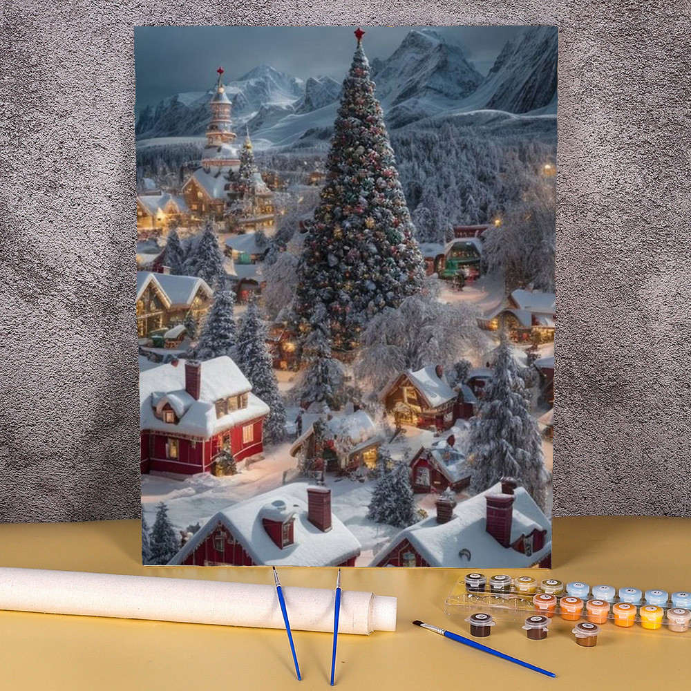 

Scenery Painting By Numbers Oil HandPainted Acrylic Paint Christmas Home Decors Adults Crafts On Canvas DIY Gift Snow Town