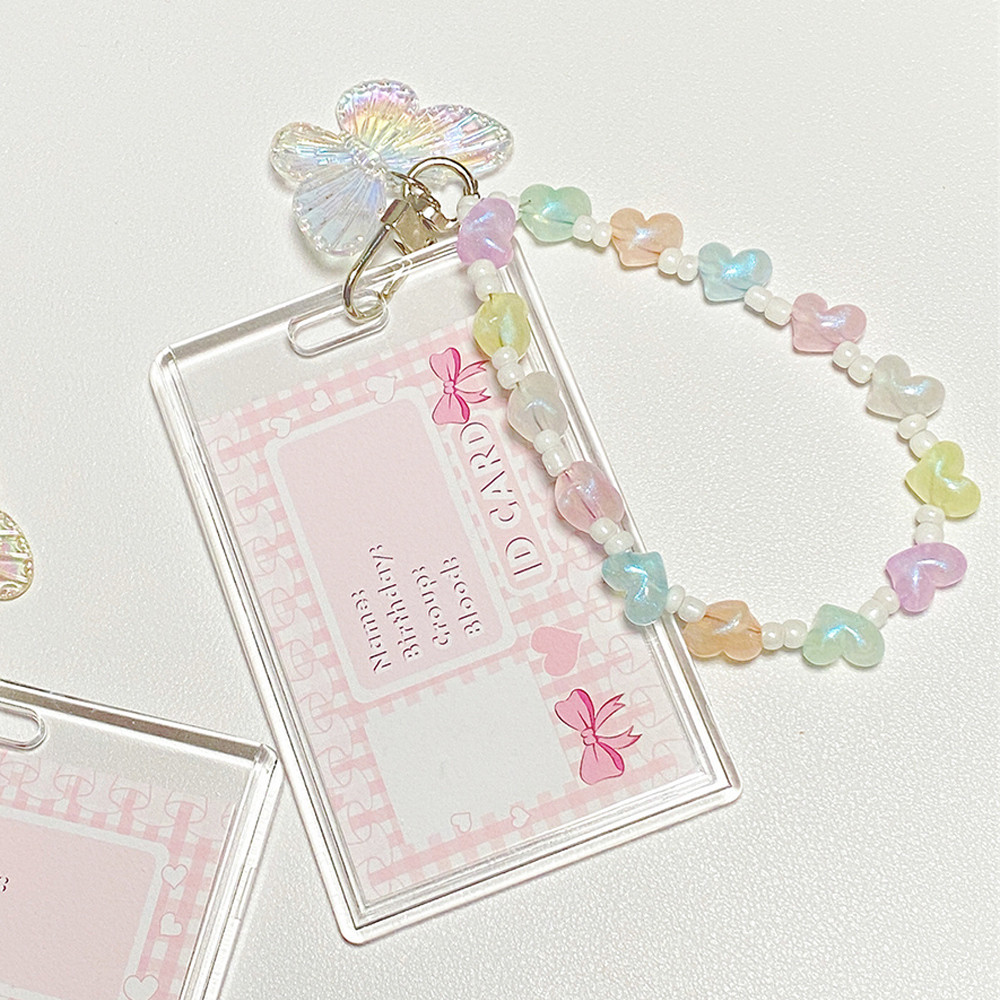

Crystal Butterfly Photocard Holder Student Credit ID Bank Card Case 3 inch Korean Photo Card Holder Keychain Pendant Stationery