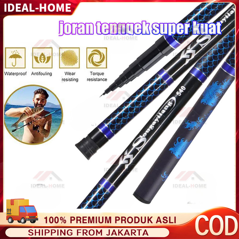 2.7m 3.6m 4.5m 5.4m 6.3m 7.2m Joran Tegek Fishing Rod Carbon Tegek Panjang Fishing Pole Fishing Floa