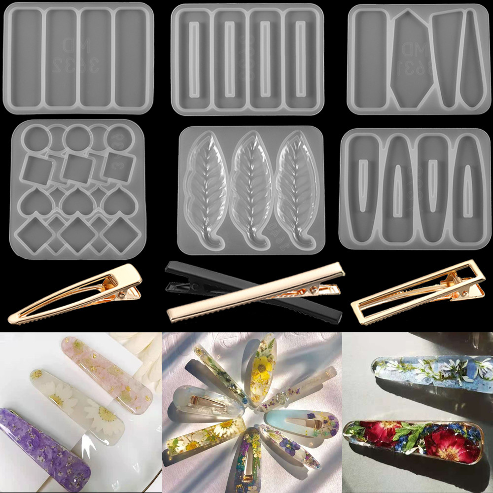 

Barrettes Silicone Molds Metal Geometric Hair Clips Epoxy Resin Mold For DIY Resin Hairpin Crafts Jewelry Making Accessorires