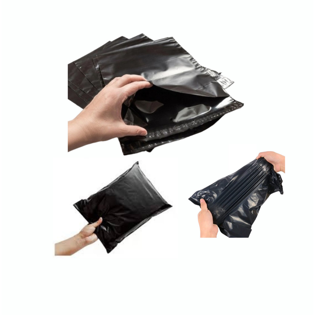 

PREMIUM Plastik Packing Polymailer ukuran 10x20 16x20 17x30 20x30 30x40 20x40 35x50 ekonomis Glossy 100 lembar Hitam Murah