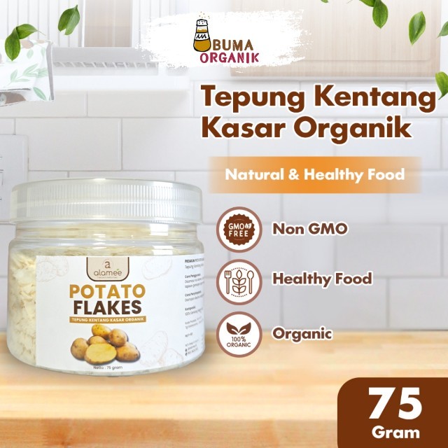 

ALAMEE Tepung Kentang Serpih Potato Flakes Flake Mashed Organik Kasar 75gr BUMA