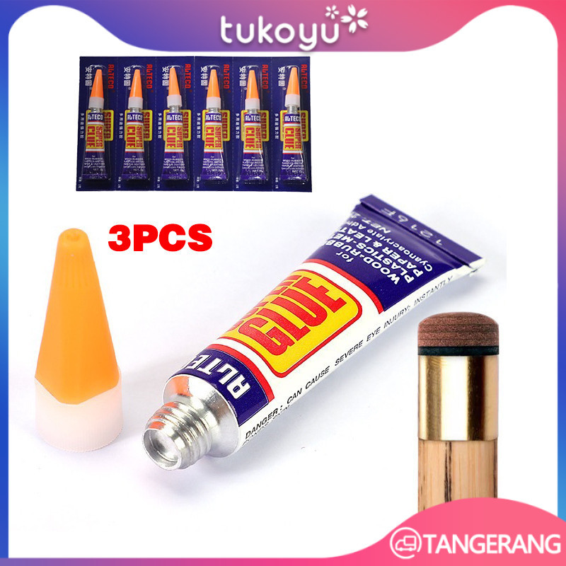 3PCS Perekat Master Tip Billiard Lem Cue Tip Lem Super Liquid 2g