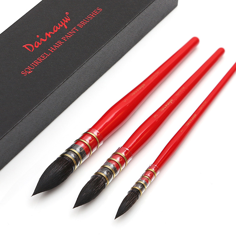 

Dainayw 3 Brushes Round Squirrel Hair Watercolor Paint Brushes Set Handmade PaintBrush for Art Painting Gouache Wash/Mop Acrylic
