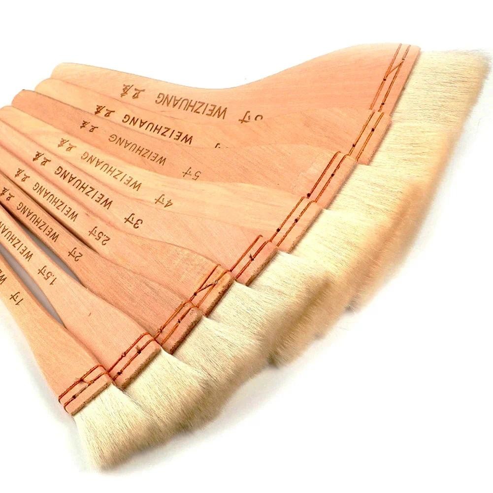 

1-8 inch Wooden Handle Goat Hair Paint Brushes Smooth Sanding for Wall Watercolor Acrylic Oil Painting Drawing Art Supplies