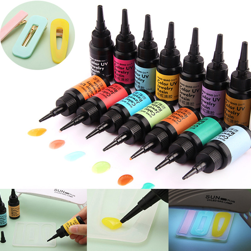 

45 Colors UV Resin Glue 10ml Epoxy Glue Hard Ultraviolet Curing DIY UV Glue color Resin Jewelry Making Quick Drying Glue Clear