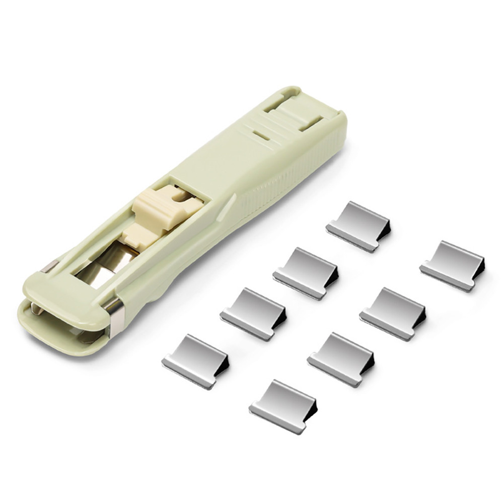 

Push Clip Device Portable Handheld Paper Fast Clam Clip Dispenser Fixing Clip Stapler For School Office Supplies