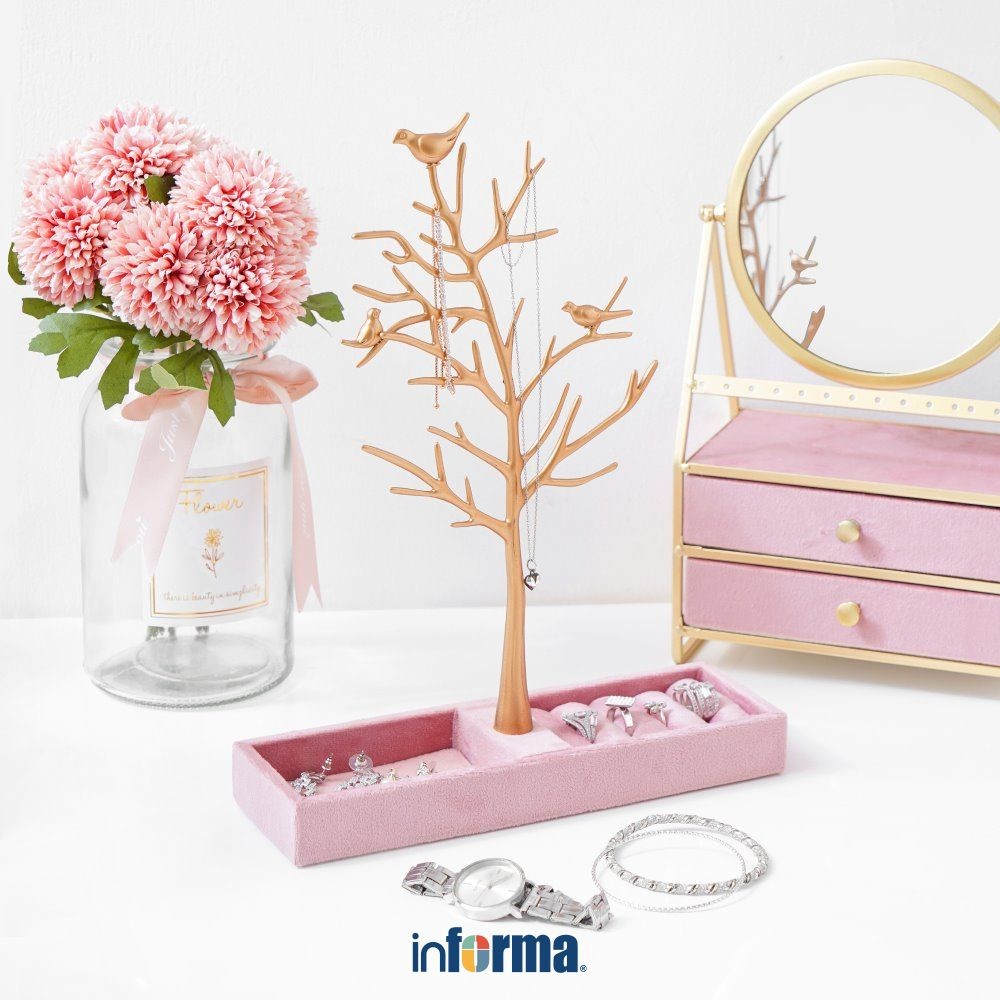 Informa Tempat Perhiasan Tree 25x8x33 cm - Pink Wadah Simpan Aksesoris Tempat Anting Kalung Cincin O