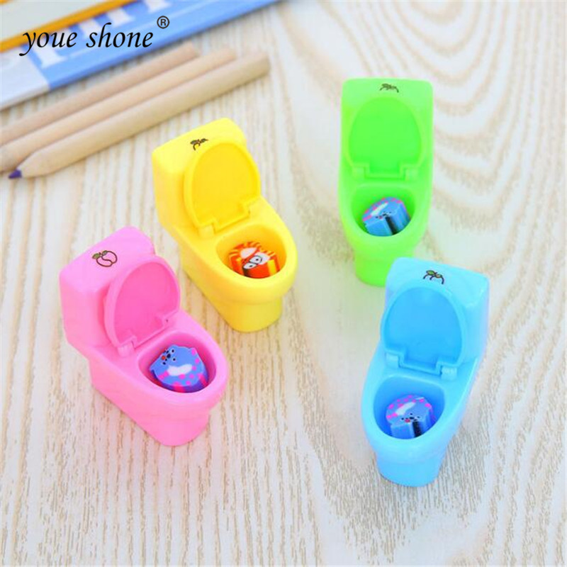 

1PCS Stationery Creative Toilet Shape Pencil Sharpener Cartoon School Supplies Gift Accessories With Eraser