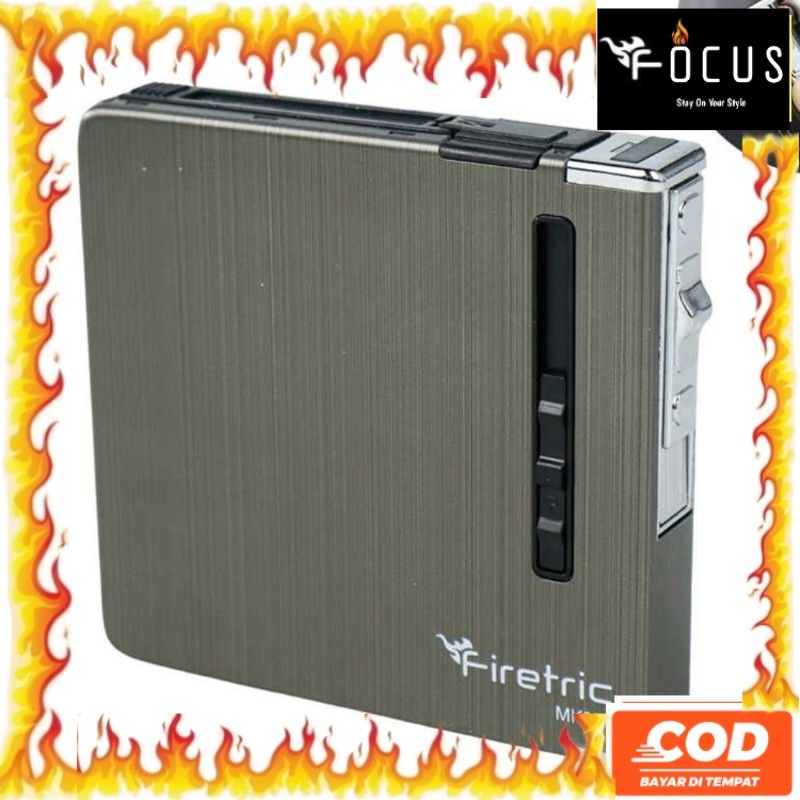 Firetric Kotak Rokok Cigarette Case 20 Slot dengan Korek Elektrik