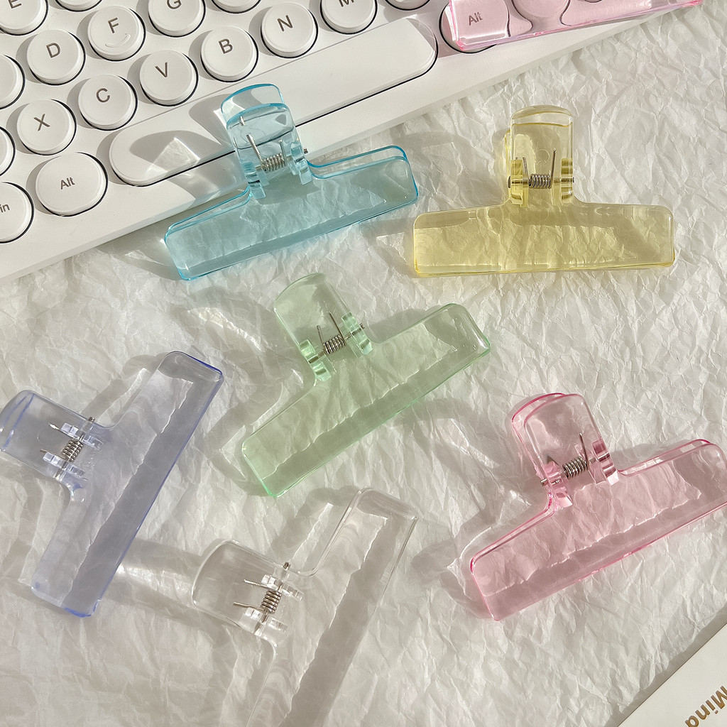 Transparan Paper Clip Plastik Binder Akrilik Warna-Warni Klip Aesthetic Ukuran Besar Klip Kertas Kli