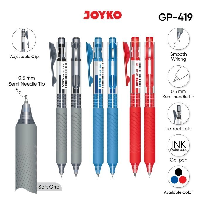 

Gel Pen GP-419 Pulpen Pena Joyko 0.5 mm (per lusin)