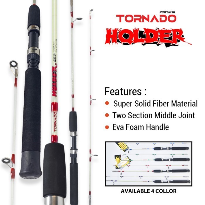 TORNADO Joran Pancing HOLDER Spinning Bahan Fiber Bening Sambung 2 Middle Joint 120CM - 150CM - Biru