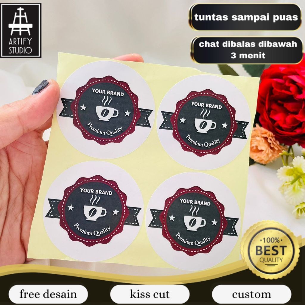 Artify 2-4 Cetak Sticker Label Minuman Murah Kopi Stiker Kemasan Botol Cup Coffe Free Desain Coffee