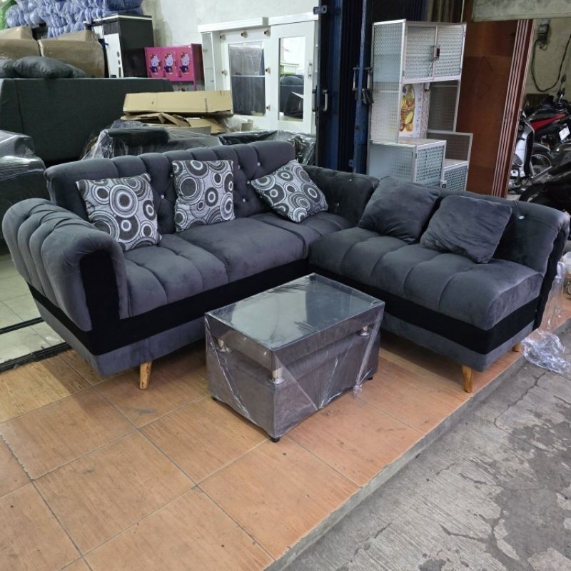 (Free Ongkir) Sofa Minimalis L Putus Beludru Velboa SOFA RUANG TAMU INTERIOR RUMAH GIGH QUALITY MEDA