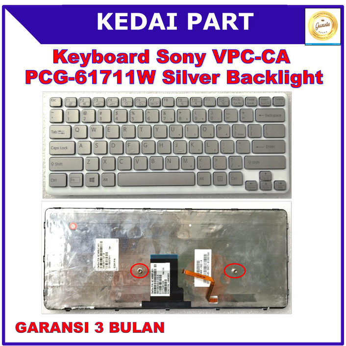 Keyboard Sony VPC-CA VPC-CA15FH VPC-CA190L PCG-61714L Silver Backlight