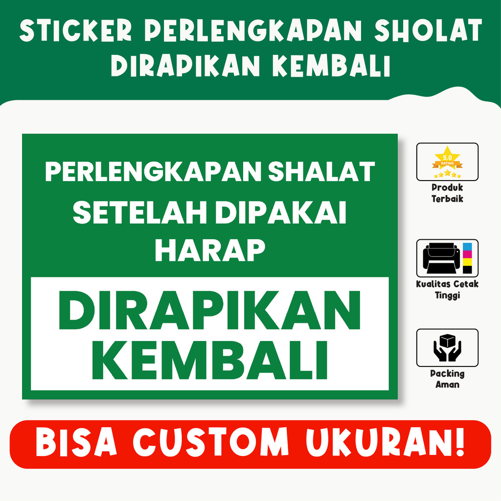 

Sticker Stiker Doa Muslim Rapikan kembali Perlengkapan Shalat Sholat setelah dipakai