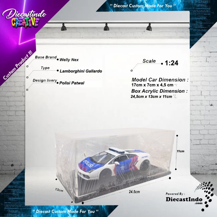 Diecast Custom Lamborghini Gallardo Polisi Indonesia Patwal Skala 1:24