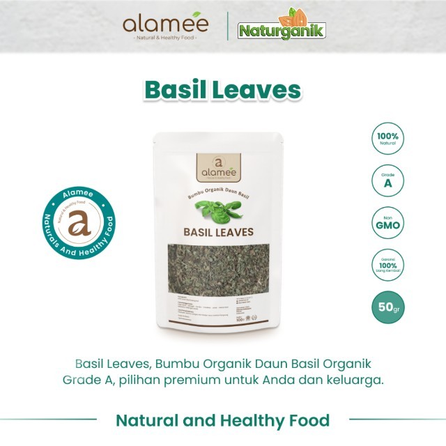 

ALAMEE Basil Kering Bumbu Dapur Dried Leaf Murni Asli Seasoning Organik 50 Gram Naturganik
