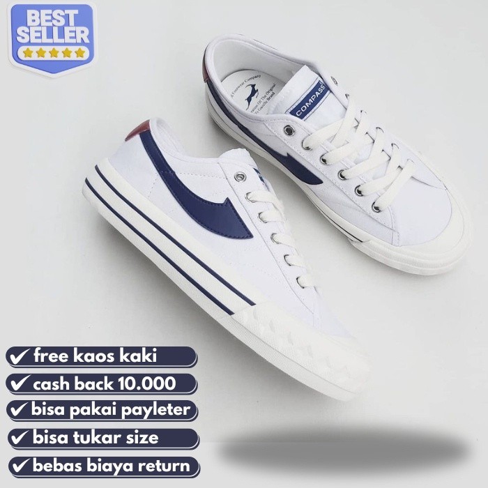 【Promo Cashback 10.000 FREE KAOS KAKI OLDSKOOL】Sepatu Compass Retrograde Original Spatu Pria Compas 