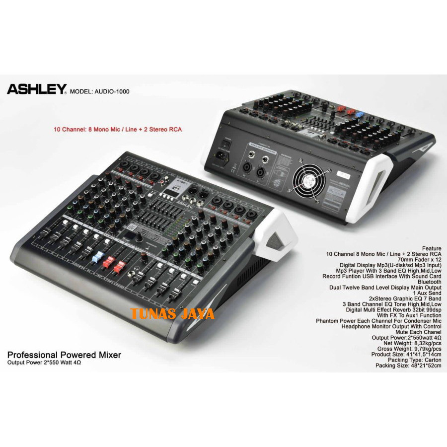 POWER MIXER ASHLEY AUDIO1000 AUDIO 1000 (10 CHANNEL) ORIGINAL ASHLEY