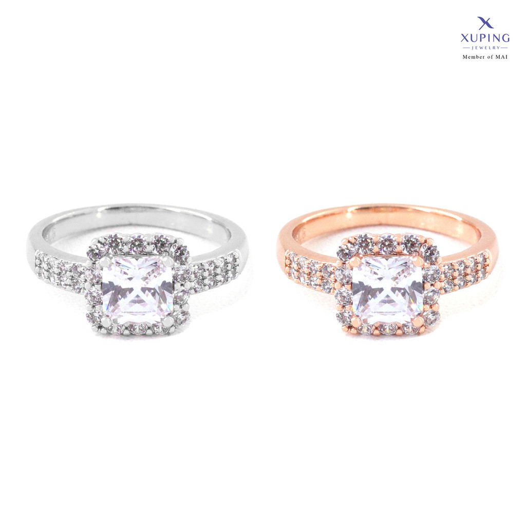 Xuping Cincin Fashion Wanita Motif Baris Mata Kotak