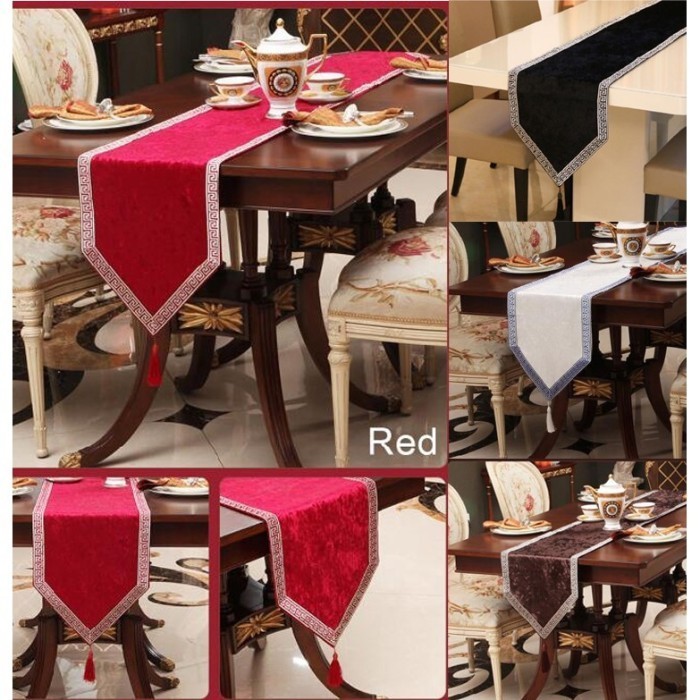 table runner panjang - Bed Runner Bludru Suede Mewah 250 cm - Hitam - Brown, 250 cm