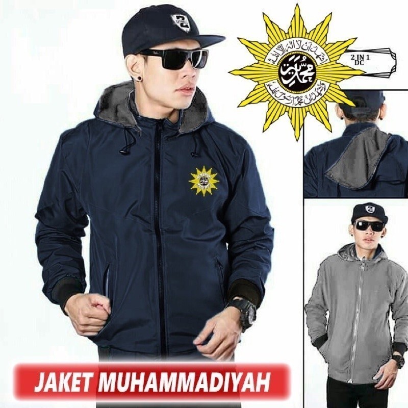 Jaket Parasut Pria Bolak Balik Resleting Muhammadiyah