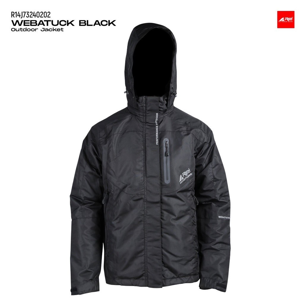 Jaket Rei Jaket Gunung Pria Webatuck Black Jaket Taslan Tahan Air Tahan Angin Arei Outdoorgear
