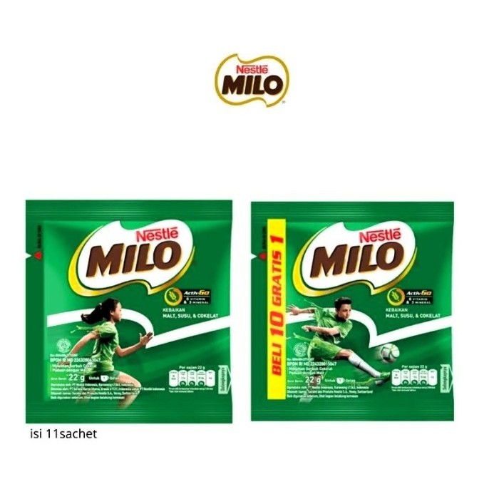 

MILO Nestle 22g Susu Malt Cokelat Instan Activ Go Kemasan sachet isi 10 sachet @22 gram (satu renceng)