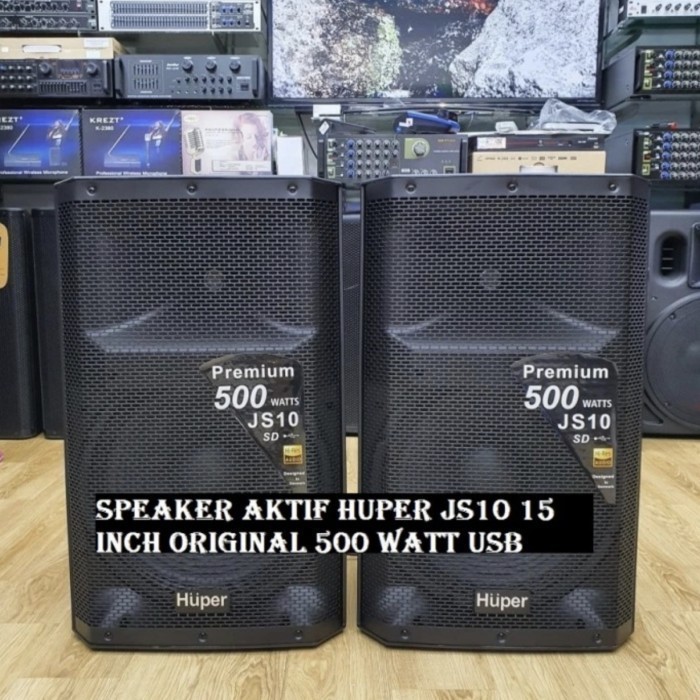 Speaker Aktif HUPER JS10 Speaker Karaoke 500WATT JS 10/15 Inch USB Karaoke Set 2 pcs