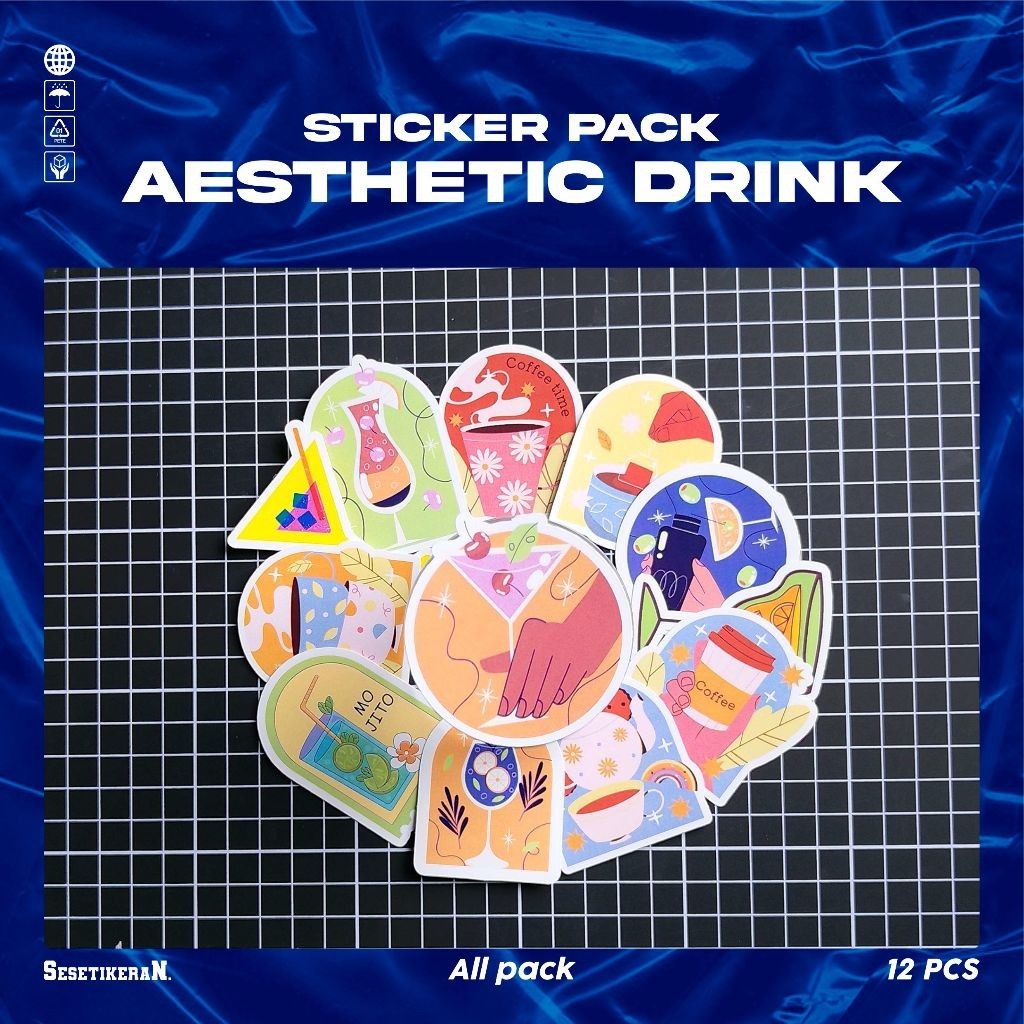 

COD✨ Sesetikeran Stiker Pack Dekorasi Bentuk Minuman Unik Anti Air Untuk Koper Laptop Skateboard