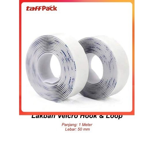 

Lakban Velcro Hook and Loop Magic Nilon Sticker 1m 50 mm - - White