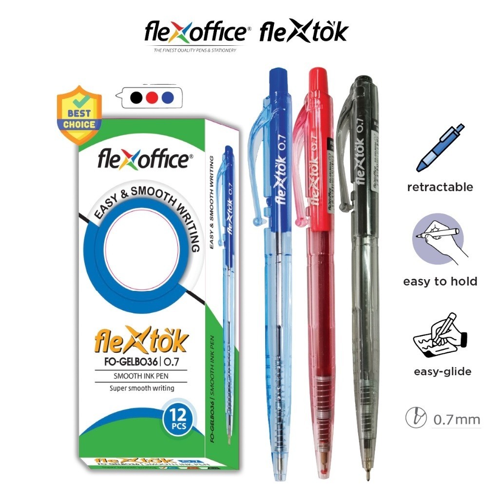 

Pulpen / Ballpoint Flexoffice Flextok 0.7mm Hitam FO-GELB036