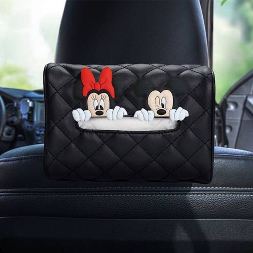 Tempat Tisu Tissue Headrest Mobil Kulit Lucu Mickey Kotak Tisu Mobil Mickey Perlengkapan Penyimpanan